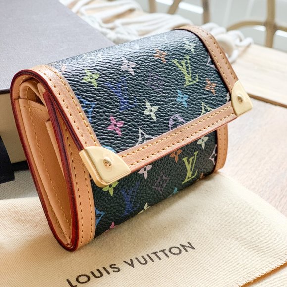Louis Vuitton Porte Monnaie Black Multicolour Coin Purse Wallet - Picture 2 of 8